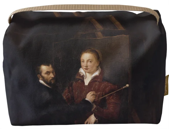 Kosmetyczka kuferek Bernardino Campi malujący Sofonisbę Anguissolę Sofonisba Anguissola
