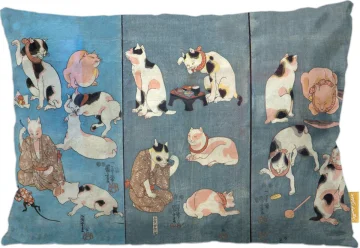Poduszka Przysłowia Ilustrowane przez Koty Utagawa Kuniyoshi