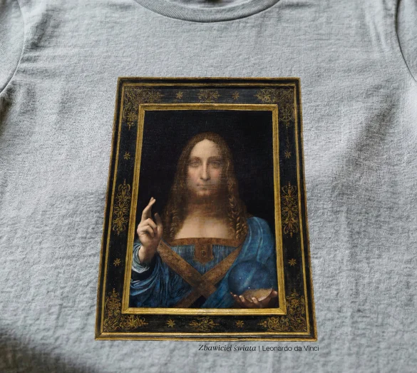 Koszulka z nadrukiem Zbawiciel świata Leonardo da Vinci