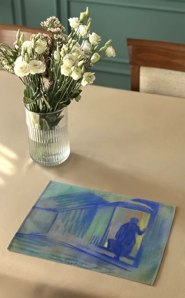 Podkładka na stół Alte Frau beim Betreten von Schloss Pretzfeld (Stara kobieta wchodząca do zamku Pretzfeld) Curt Herrmann