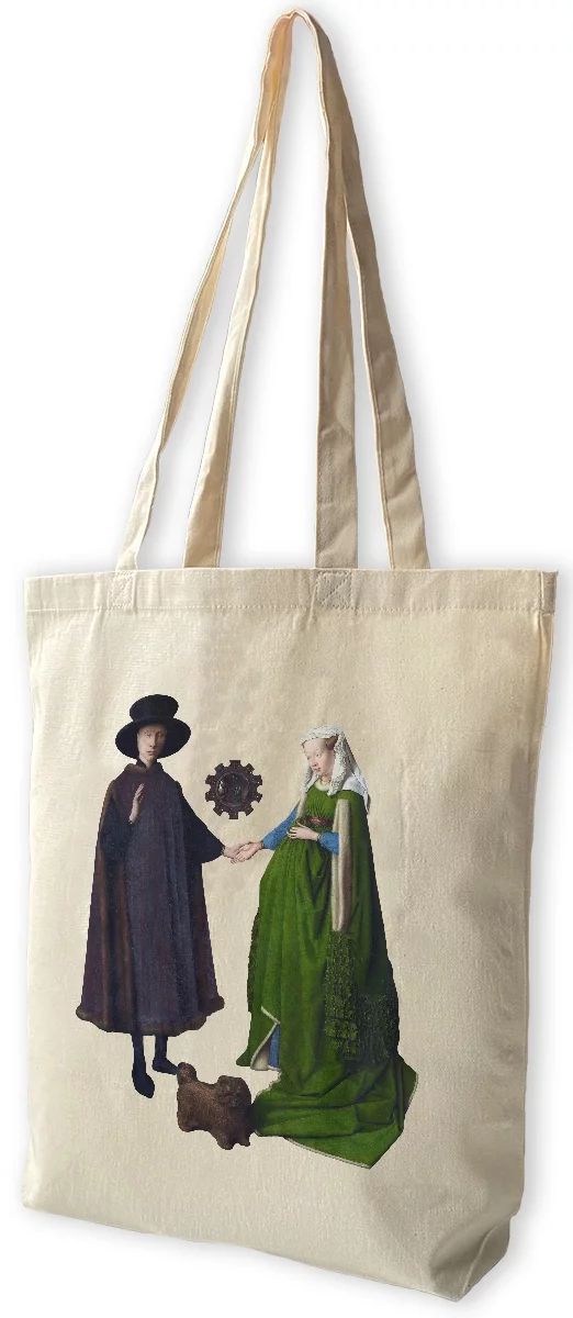 Torba bawełniana Portret małżonków Arnolfinich Jan Van Eyck, Biała