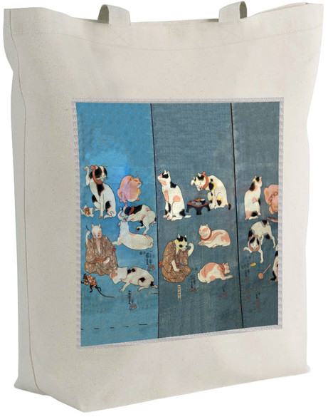 Torba z naszywką Przysłowia Ilustrowane przez Koty Utagawa Kuniyoshi