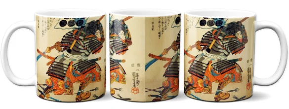 Kubek Samuraj Kiyokazu z naginatą Utagawa Kuniyoshi