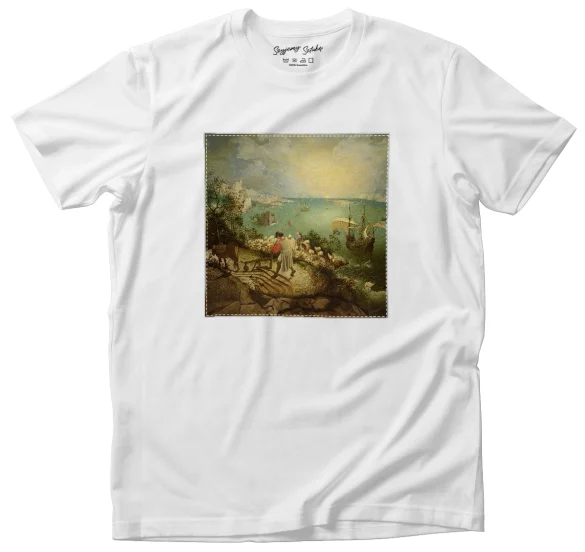 Koszulka z naszywką Pejzaż z upadkiem Ikara Pieter Bruegel starszy