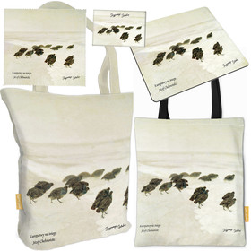 Zestaw prezentowy Szyjemy Sztukę shopper + torba + podkładka + magnes + ściereczka Kuropatwy na śniegu