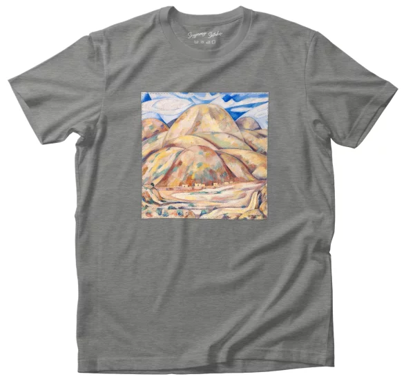 Koszulka z naszywką Krajobraz nr 3, Kopalnie gotówki, Nowy Meksyk Marsden Hartley