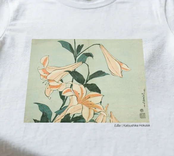 Koszulka z nadrukiem Lilie Katsushika Hokusai