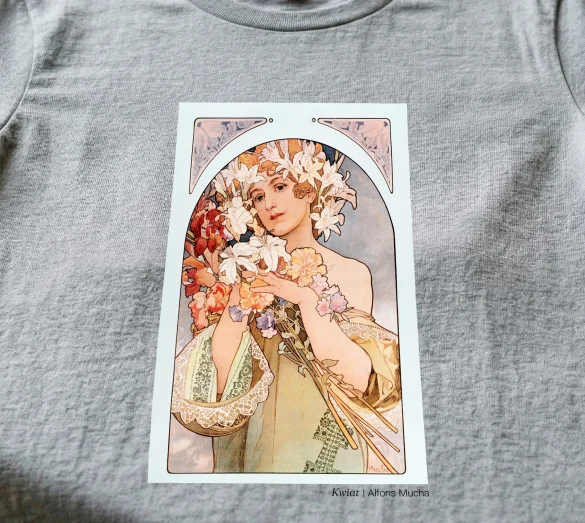 Koszulka z nadrukiem Kwiat Alfons Mucha