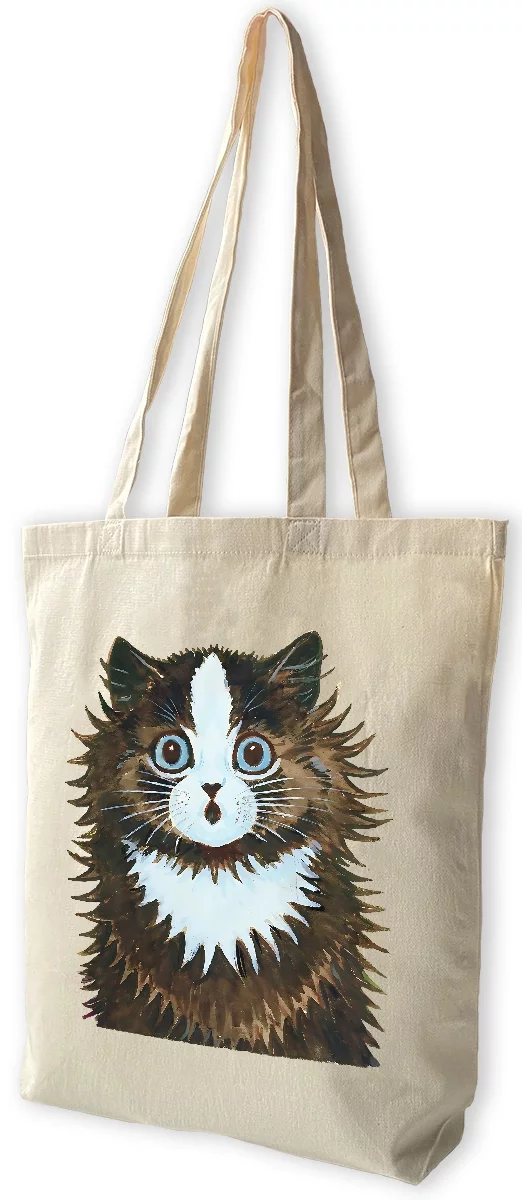 Torba bawełniana Kot w tęczy Louis Wain, Biała