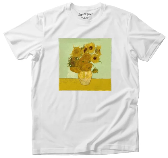Koszulka z naszywką Martwa natura: wazon z piętnastoma słonecznikami Vincent Van Gogh