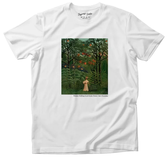 Koszulka z nadrukiem Woman Walking in an Exotic Forest Henri Rousseau