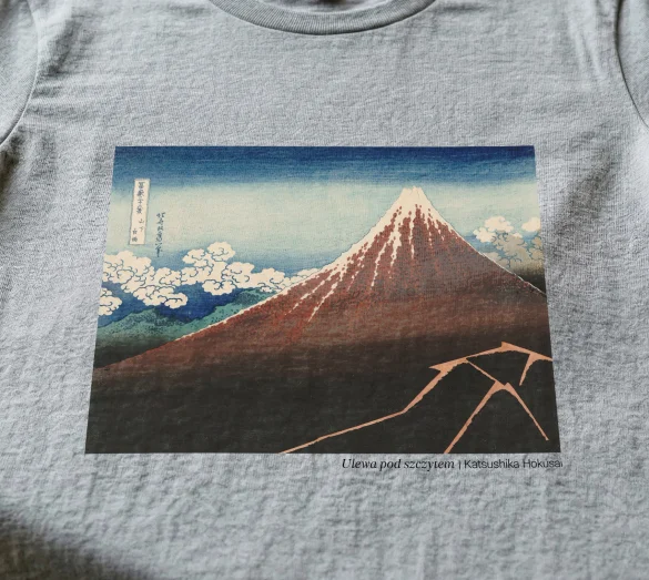 Koszulka z nadrukiem Ulewa pod szczytem Katsushika Hokusai