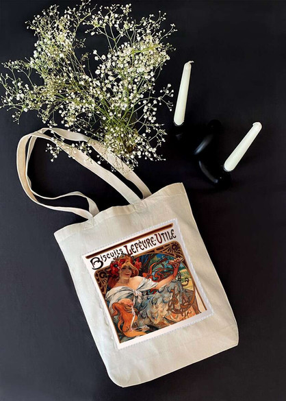 Torba z naszywką Biscuits Lefevre Utile Alfons Mucha