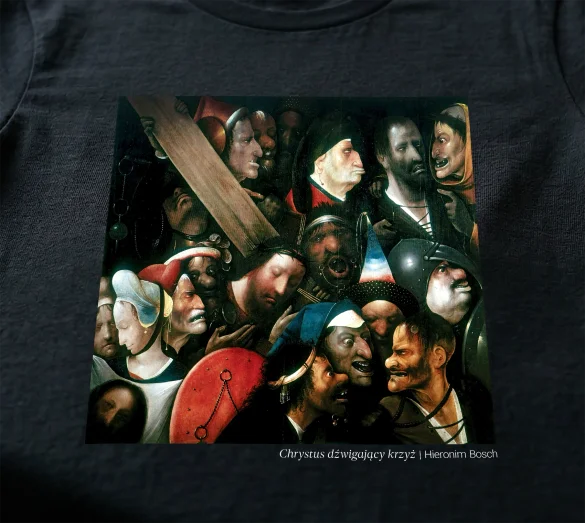 Koszulka z nadrukiem Chrystus dźwigający krzyż Hieronim Bosch