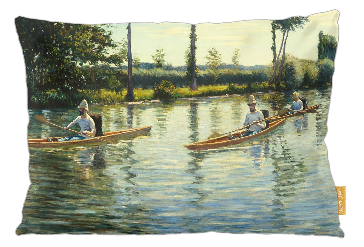 Poduszka dekoracyjna na prezent z obrazem Rejs łodzią na rzece Yerres Gustave Caillebotte Szyjemy Sztukę