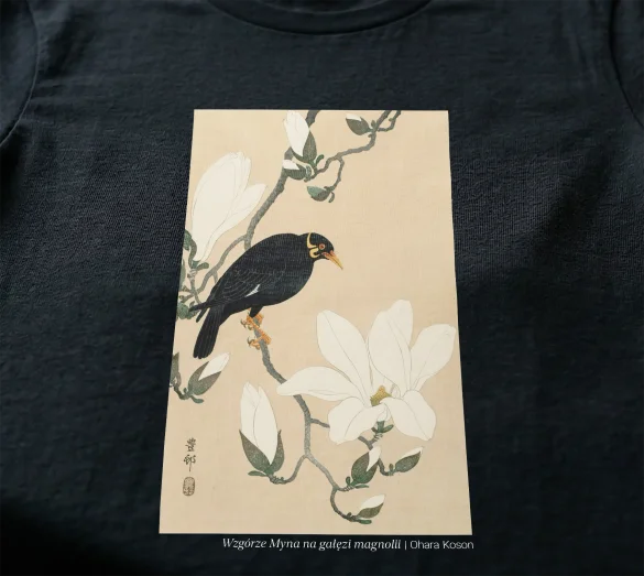 Koszulka z nadrukiem Wzgórze Myna na gałęzi magnolii Ohara Koson