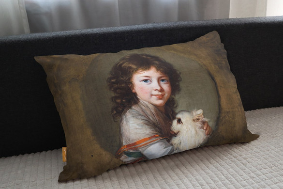 Poduszka Portret Elżbiety Mniszchówny z pieskiem Élisabeth Vigée-Lebrun