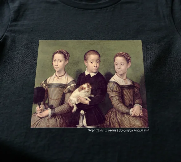 Koszulka z nadrukiem Troje dzieci z psem Sofonisba Anguissola