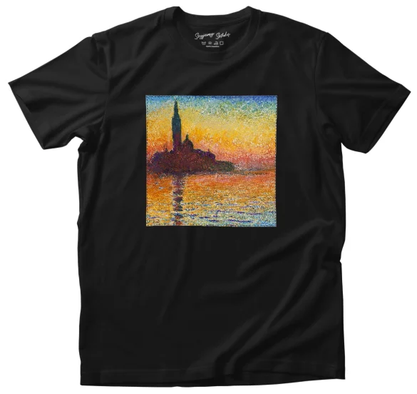 Koszulka z naszywką San Giorgio maggiore at dusk Claude Monet