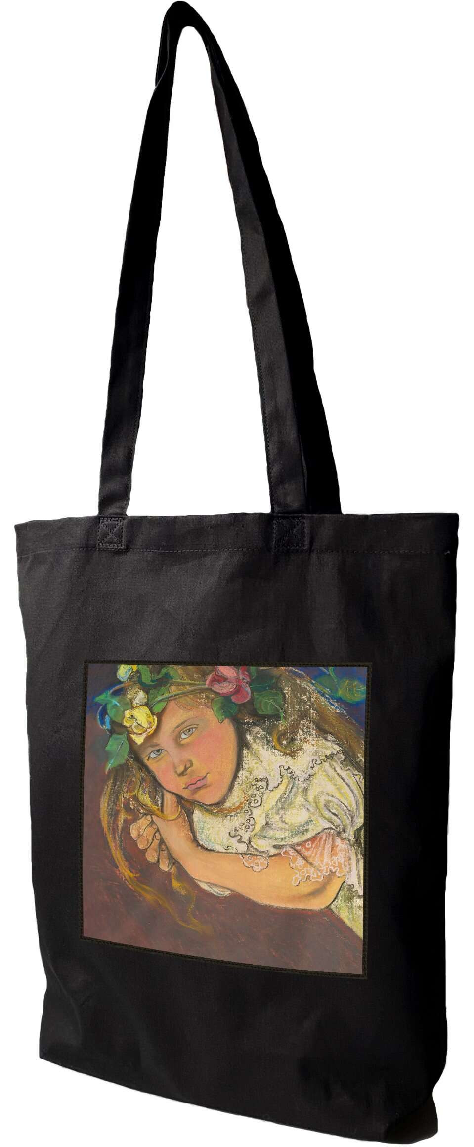 Torba z naszywką Portret panny Sternbachówny Stanisław Wyspiański, Czarna