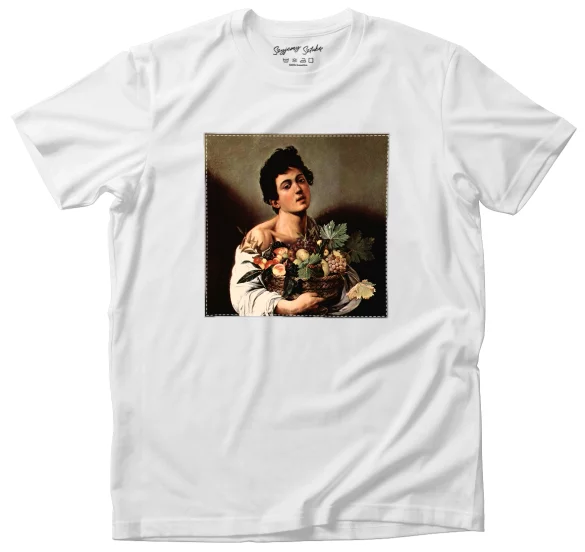 Koszulka z naszywką Chłopiec z koszem owoców Caravaggio