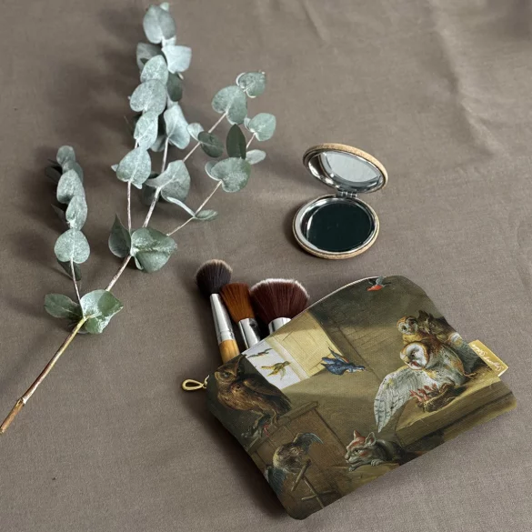 Kosmetyczka mini Rodzina sów, innych ptaków i kota Jan van Kessel (starszy) 