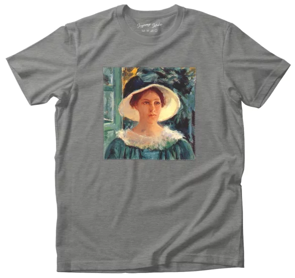 Koszulka z naszywką Młoda kobieta w ogrodzie Mary Cassatt