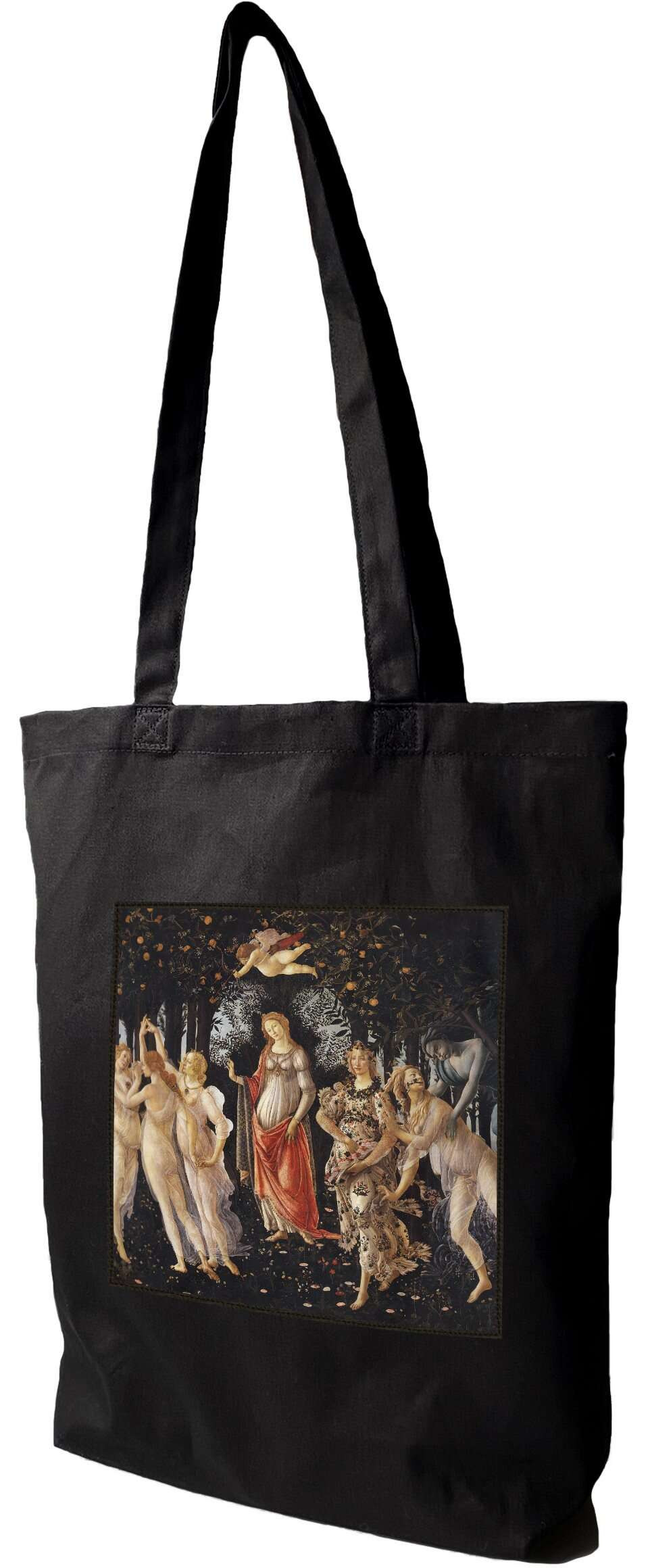 Torba z naszywką La primavera (Wiosna) Sandro Botticelli, Czarna