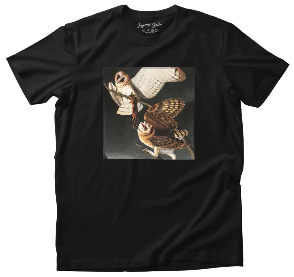 Koszulka z naszywką Barn Owl, Tyto Alba James Audubon