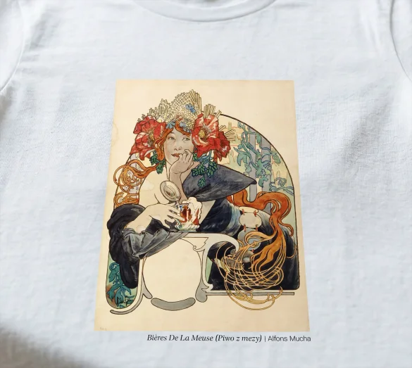 Koszulka z nadrukiem Bières De La Meuse (Piwo z mezy) Alfons Mucha