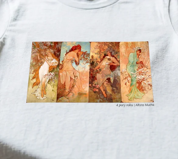 Koszulka z nadrukiem 4 pory roku Alfons Mucha