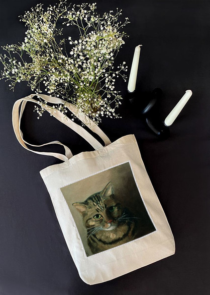 Torba z naszywką Studium głowy kota tabby Louis Wain