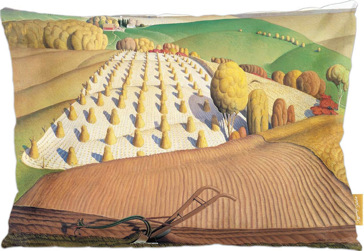 Poduszka dekoracyjna na prezent z obrazem Fall Plowing Grant Wood Szyjemy Sztukę