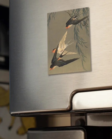 Magnes Trzy jaskółki rdzawoczerwone podczas nurkowania Ohara Koson