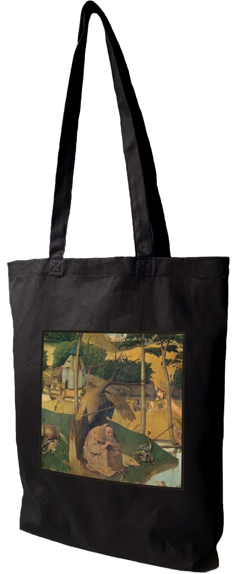 Torba z naszywką Kuszenie św. Antoniego Hieronim Bosch, Czarna