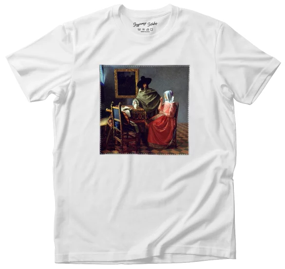 Koszulka z naszywką Kieliszek Wina Jan Vermeer