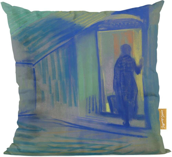 Poduszka Alte Frau beim Betreten von Schloss Pretzfeld (Stara kobieta wchodząca do zamku Pretzfeld) Curt Herrmann