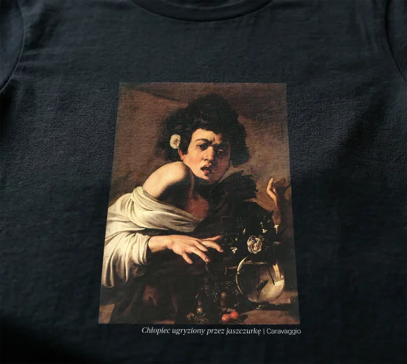 Koszulka z nadrukiem Chłopiec ugryziony przez jaszczurkę Caravaggio