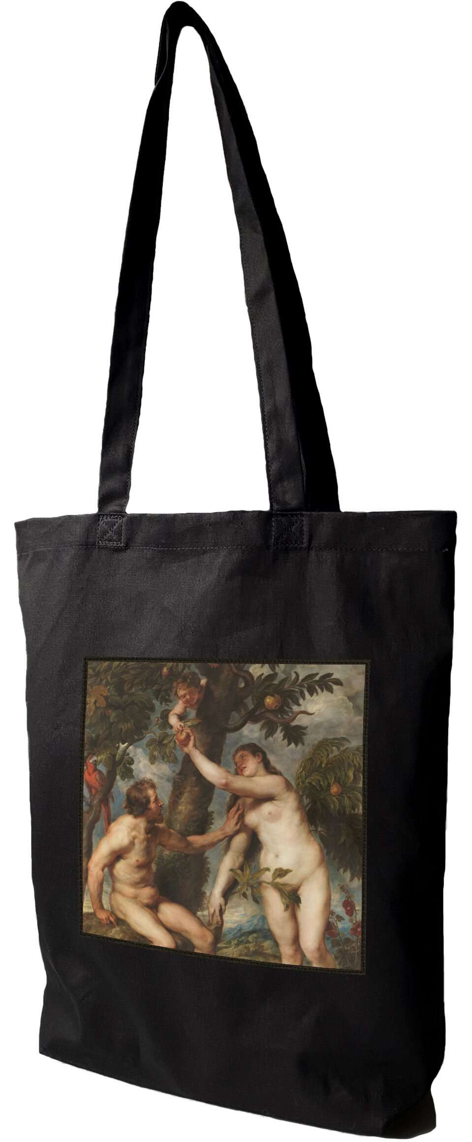 Torba z naszywką Adam i Ewa Peter Paul Rubens, Czarna