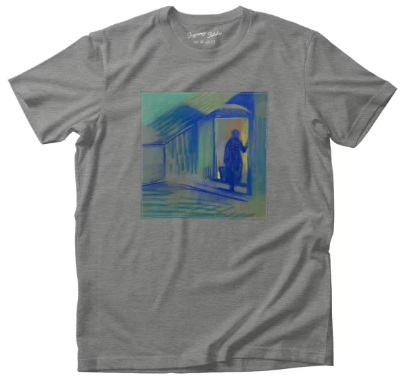 Koszulka z naszywką Alte Frau beim Betreten von Schloss Pretzfeld (Stara kobieta wchodząca do zamku Pretzfeld) Curt Herrmann