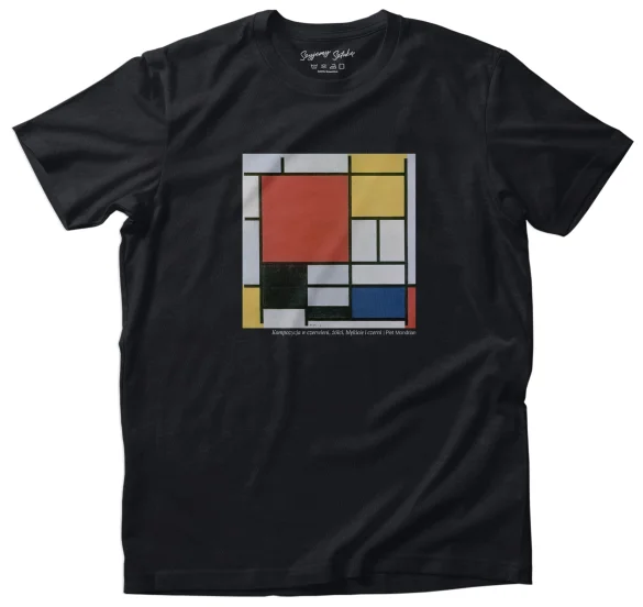 Koszulka z nadrukiem Kompozycja w czerwieni, żółci, błękicie i czerni Piet Mondrian