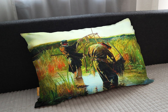 Poduszka Rybacy brodzący w wodzie Leon Wyczółkowski