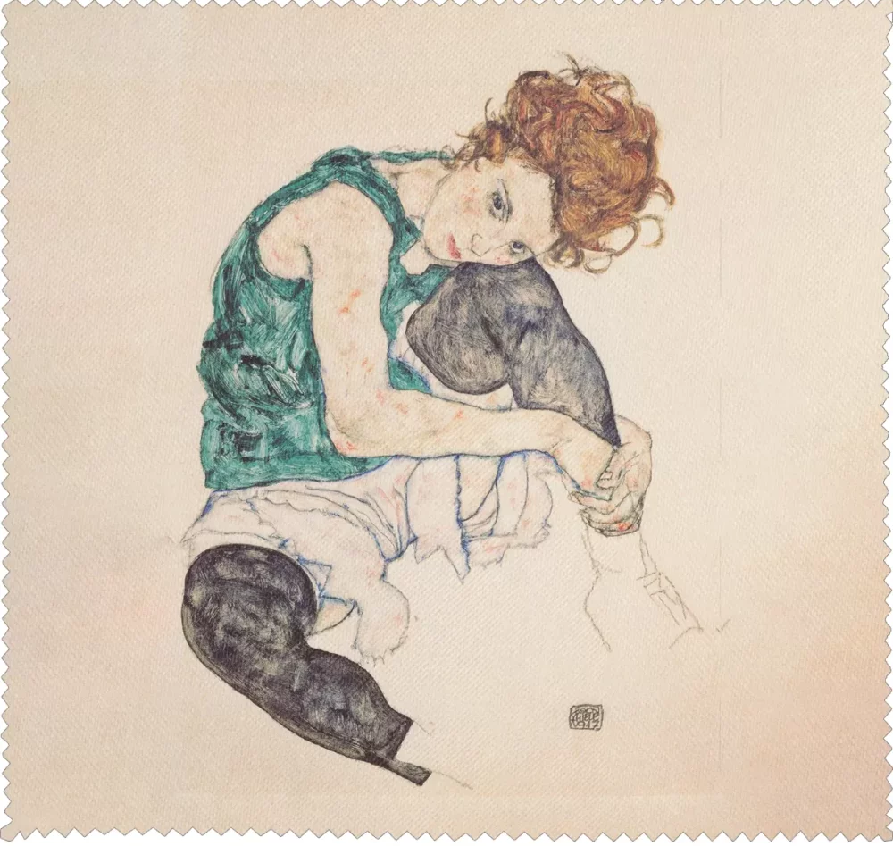Ściereczka do okularów Siedząca kobieta z podniesionym kolanem Egon Schiele