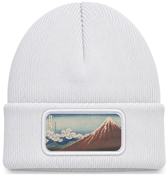 Czapka zimowa Ulewa pod szczytem Katsushika Hokusai – biała