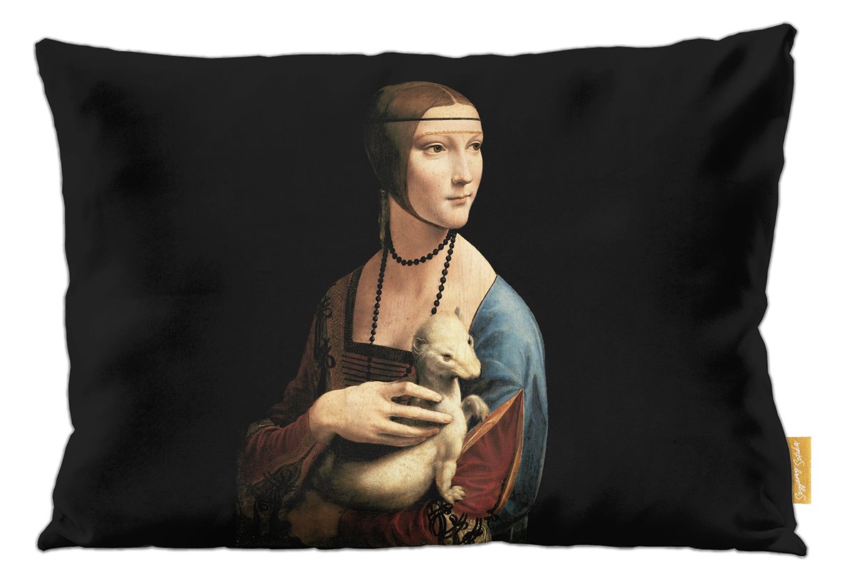 Poduszka dekoracyjna na prezent z obrazem Dama z gronostajem Leonardo da Vinci Szyjemy Sztukę