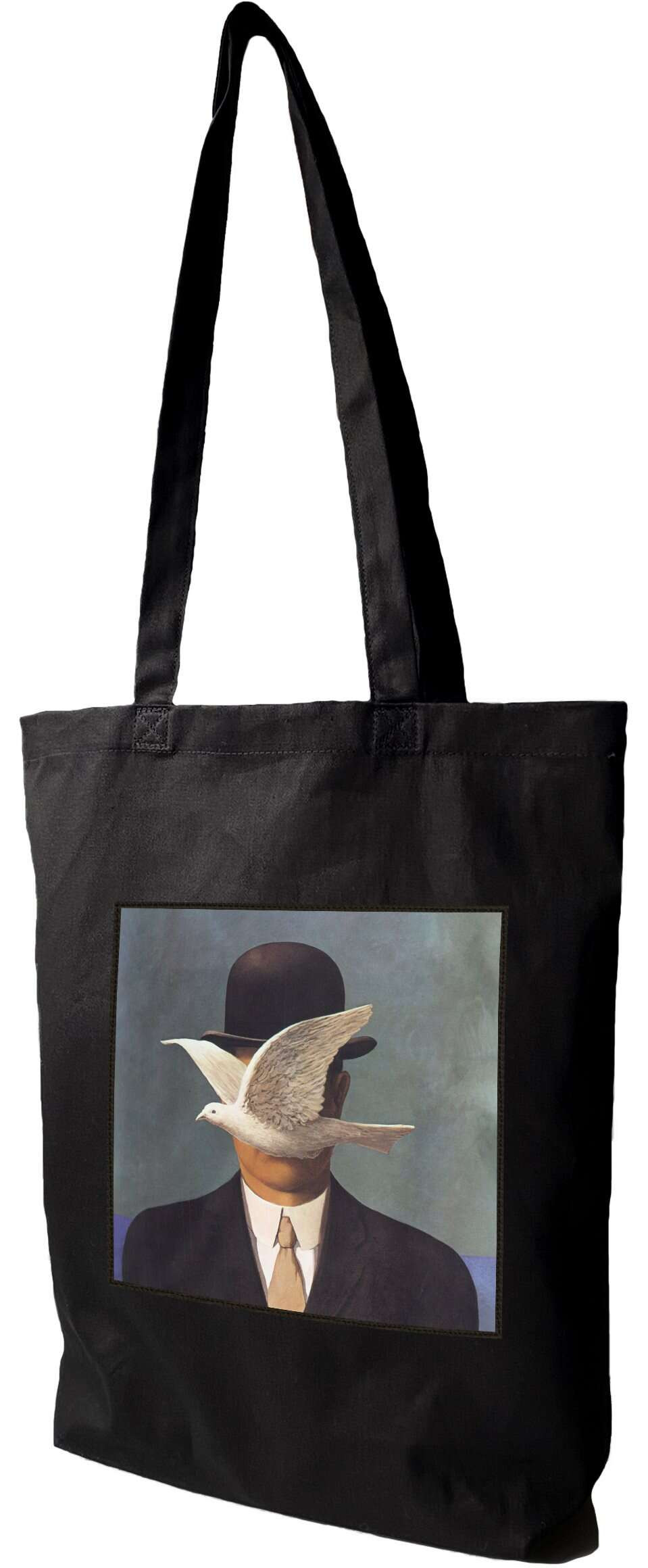 Torba z naszywką Mężczyzna w meloniku René Magritte, Czarna