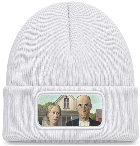 Czapka zimowa American Gothic Grant Wood – biała