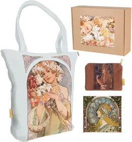 Zestaw prezentowy Alfons Mucha Torba + Kosmetyczka + Ściereczka