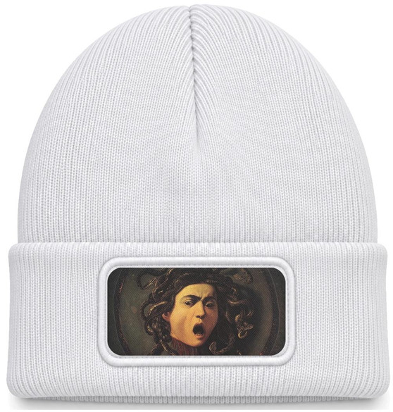 Czapka zimowa Głowa meduzy Caravaggio – biała