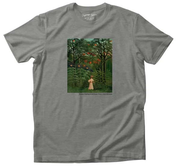 Koszulka z nadrukiem Woman Walking in an Exotic Forest Henri Rousseau